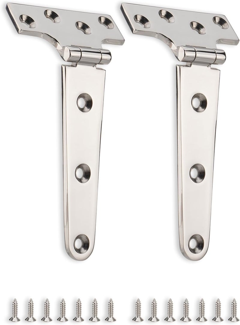 Turnirace 316 Stainless Steel 6 in x 3 in T Hinges, Marine Grade Heavy Duty Hinges with Screws for Hatch, Yacht, Gate, Door, Fence, Barn, Cabinets, Windows (2 Pack) - Image 1